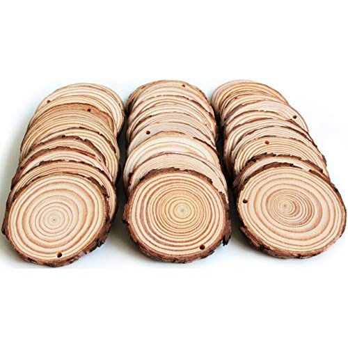 Waveluxe Wood Slices for Crafts 30 Pcs 2.4-2.8 Bark Natural Unfini...