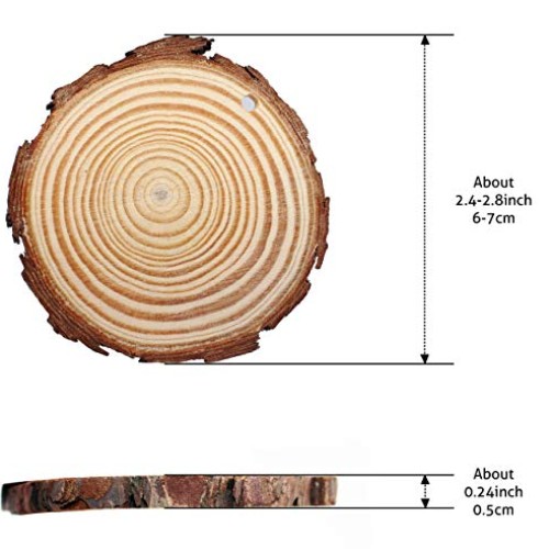 Waveluxe Wood Slices for Crafts 30 Pcs 2.4-2.8 Bark Natural Unfini...