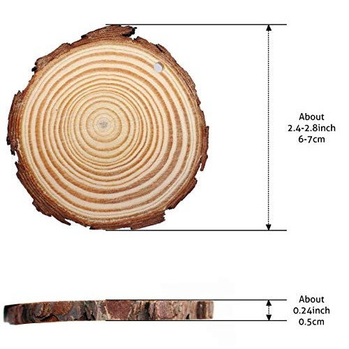 Waveluxe Wood Slices for Crafts 30 Pcs 2.4-2.8 Bark Natural Unfini...