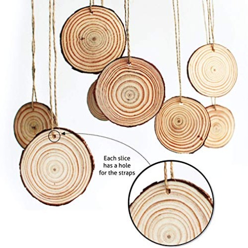 Waveluxe Wood Slices for Crafts 30 Pcs 2.4-2.8 Bark Natural Unfini...