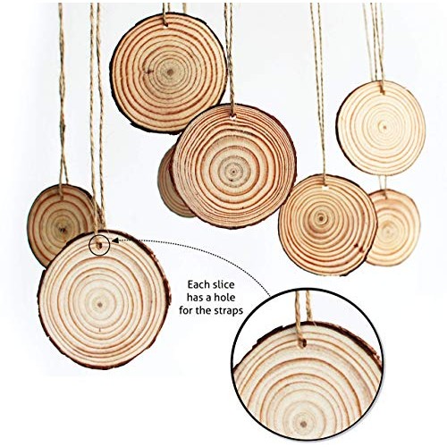 Waveluxe Wood Slices for Crafts 30 Pcs 2.4-2.8 Bark Natural Unfini...
