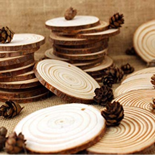 Waveluxe Wood Slices for Crafts 30 Pcs 2.4-2.8 Bark Natural Unfini...