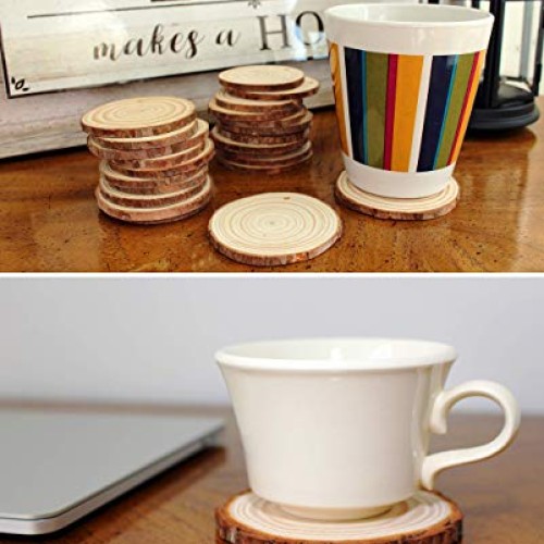 Waveluxe Wood Slices for Crafts 30 Pcs 2.4-2.8 Bark Natural Unfini...