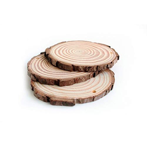 Waveluxe Wood Slices for Crafts 30 Pcs 2.4-2.8 Bark Natural Unfini...