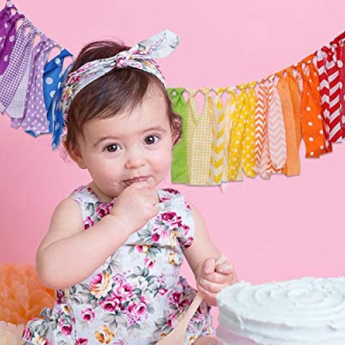 Rainbow Background Banner for Party Decor - Colorful Striped Garla...