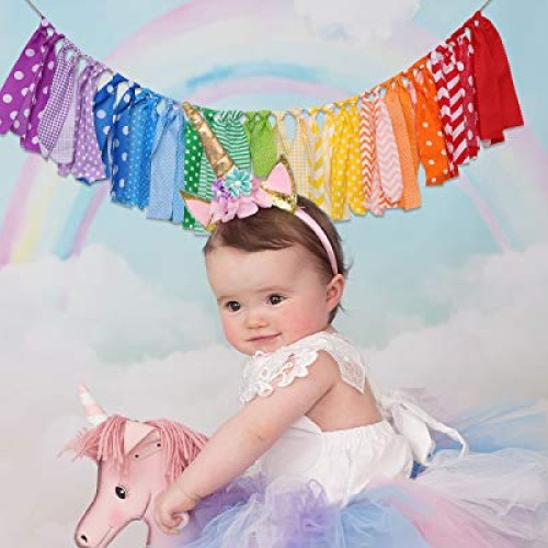 Rainbow Background Banner for Party Decor - Colorful Striped Garla...