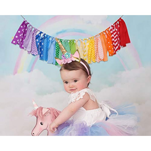 Rainbow Background Banner for Party Decor - Colorful Striped Garla...