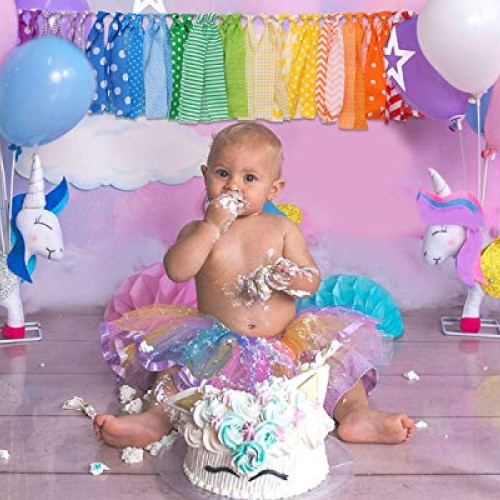 Rainbow Background Banner for Party Decor - Colorful Striped Garla...