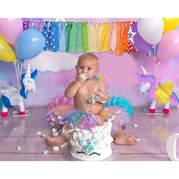 Rainbow Background Banner for Party Decor - Colorful Striped Garla...