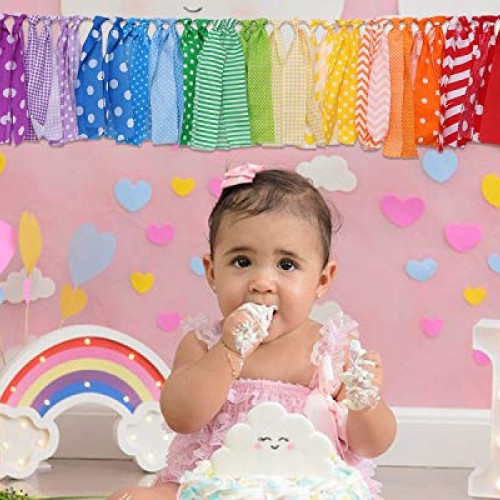 Rainbow Background Banner for Party Decor - Colorful Striped Garla...