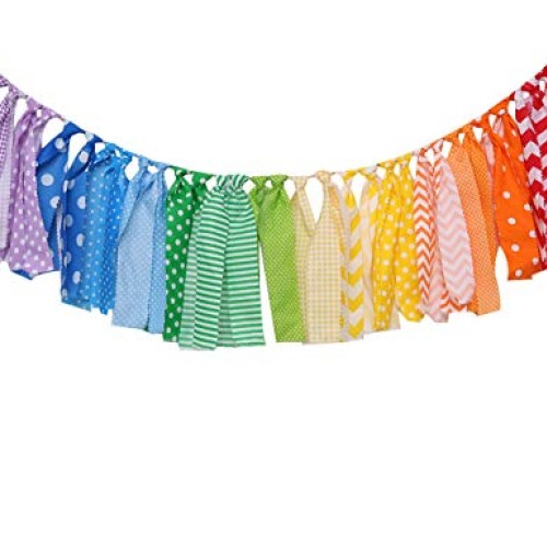 Rainbow Background Banner for Party Decor - Colorful Striped Garla...
