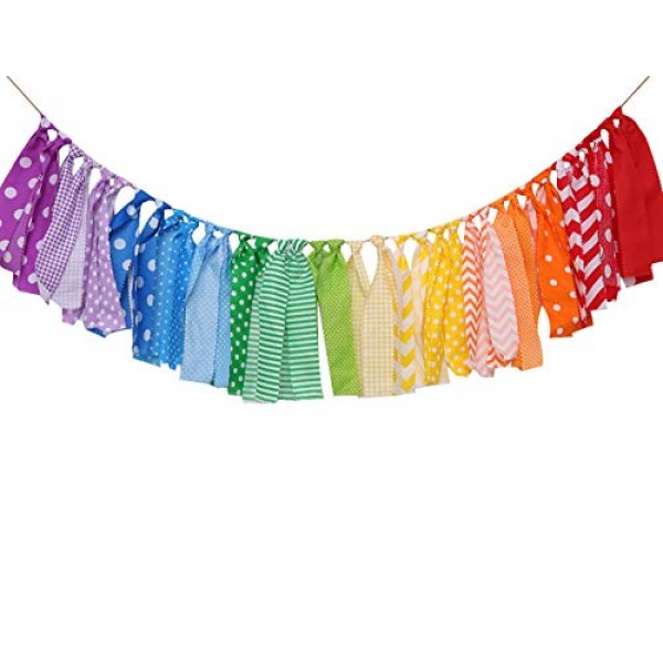 Rainbow Background Banner for Party Decor - Colorful Striped Garla...
