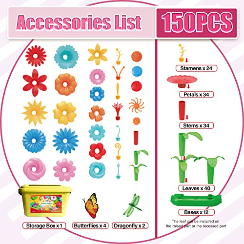 waykito Flower Garden Building Toys Set for Girls150 Pcs with Sto...