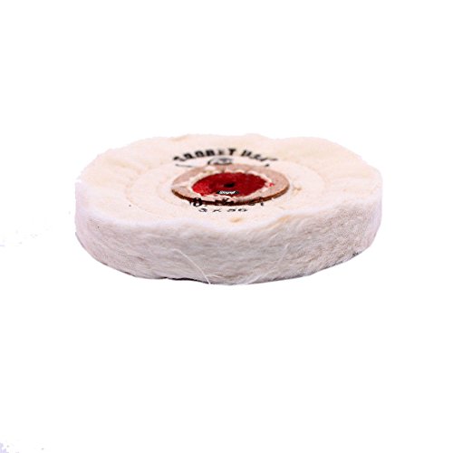 WHITE FINEX MUSLIN BUFF WHEEL 3” x 35Ply WITH LEATHER CENTER JEWEL...