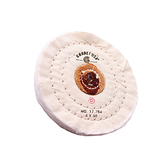 WHITE FINEX MUSLIN BUFF WHEEL 3” x 35Ply WITH LEATHER CENTER JEWEL...
