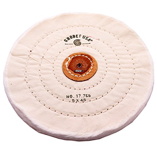 WHITE FINEX MUSLIN BUFF WHEEL 5 x 45Ply WITH LEATHER CENTER JEWEL...