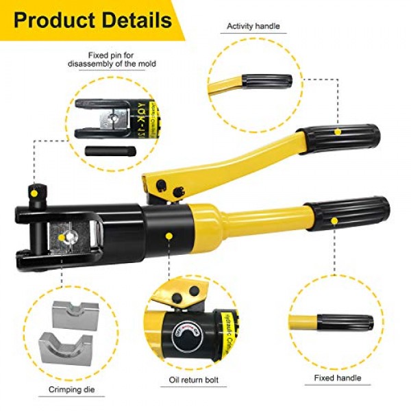 WBHome Hydraulic Wire Crimper Battery Lug Terminal Cable Crimping 