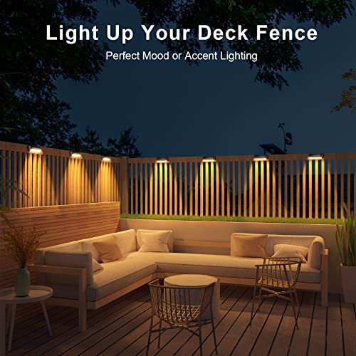 WdtPro Solar Fence Lights Outdoor Waterproof, 4 Pack Upgraded Sola...