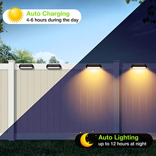 WdtPro Solar Fence Lights Outdoor Waterproof, 4 Pack Upgraded Sola...