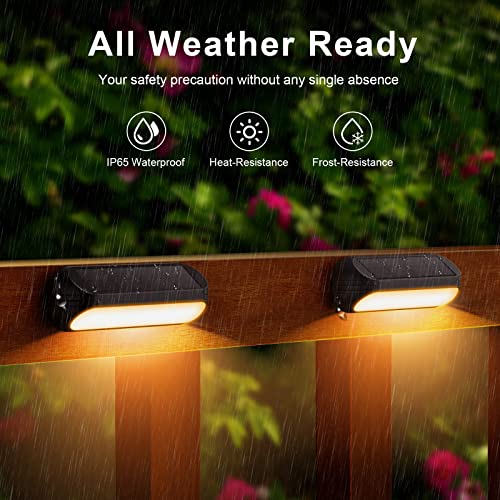 WdtPro Solar Fence Lights Outdoor Waterproof, 4 Pack Upgraded Sola...