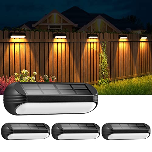 WdtPro Solar Fence Lights Outdoor Waterproof, 4 Pack Upgraded Sola...