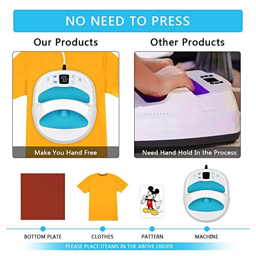 Weanas Easy Heat Press Machine for T Shirts Portable 12×10 Hand ...