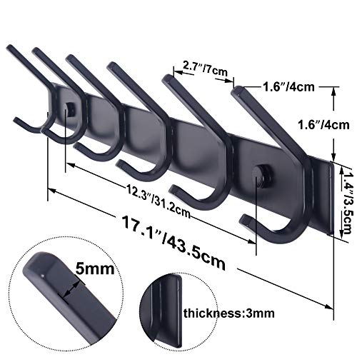 WEBI Coat Rack Wall Mounted,17-1/8 Inch Coat Hooks for Hanging Coa...