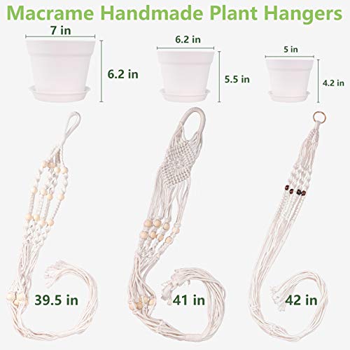 Plant Hangers Indoor, Macrame Plant Hanger with Pot Included and 3...