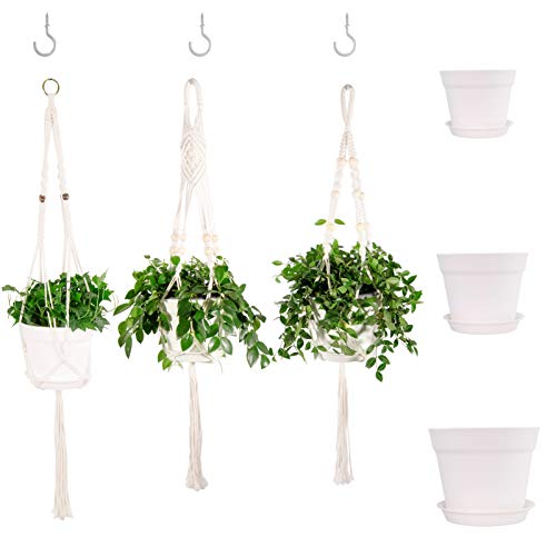Plant Hangers Indoor, Macrame Plant Hanger with Pot Included and 3...