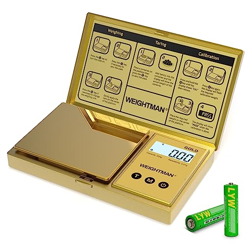 WEIGHTMAN Digital Scale Gram, 200g/0.01g Pocket Scale Gold Titaniu...