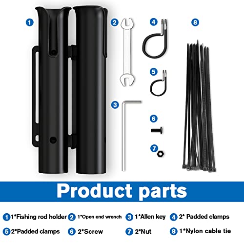 Fishing Rod Holder, Secures Fishing Pole to Bicycle,2 Tubes Rod Ho...