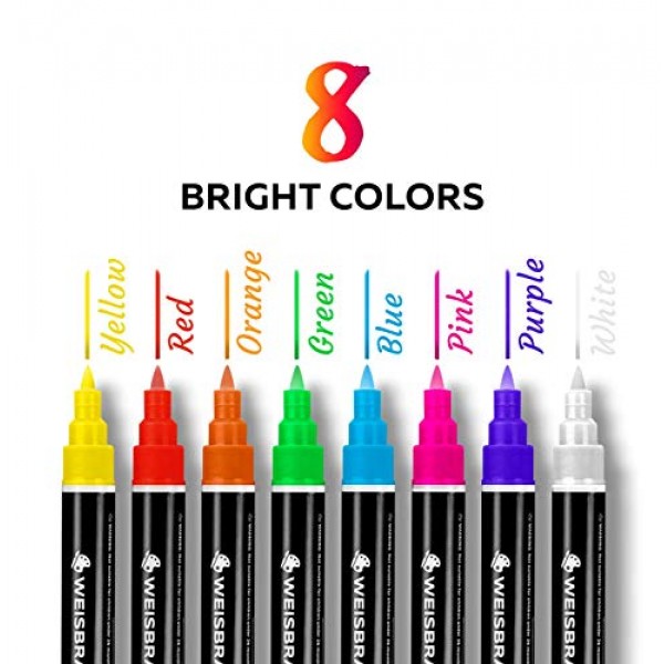 WEISBRANDT Vibrant Liquid Chalk Markers, Pack of 8,Premium Dry Era...