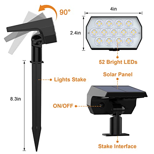 WELALO Solar Spot Lights Outdoor, 6 Pack/52 LED/3 Modes 2-in-1 S...