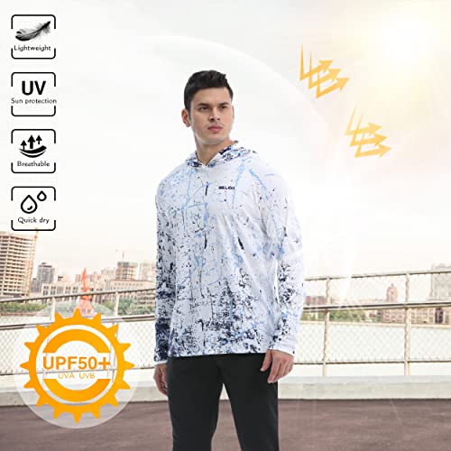 Mens UPF 50+ Sun Protection Hoodie Shirt Long Sleeve SPF Fishing ...