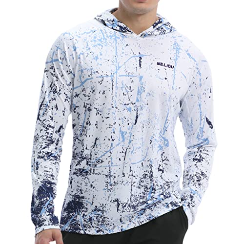 Mens UPF 50+ Sun Protection Hoodie Shirt Long Sleeve SPF Fishing ...