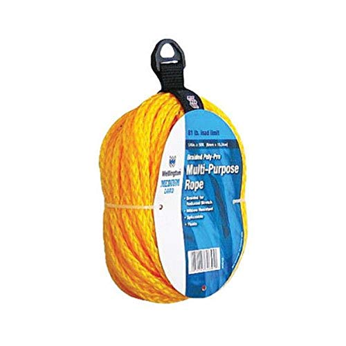 WELLINGTON CORDAGE 34393 34393/27-345 Poly Rope, 1/4 x 100, Yellow