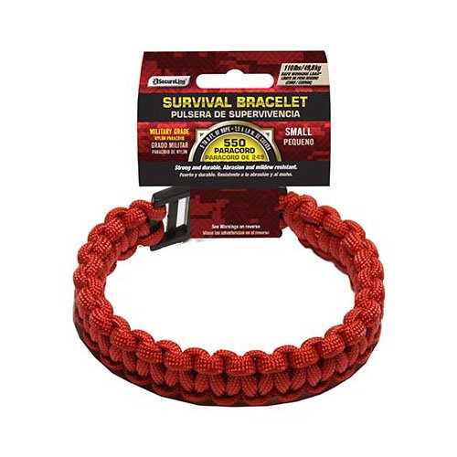 WELLINGTON CORDAGE NPCB550RS Survival Bracelet, Red, Small