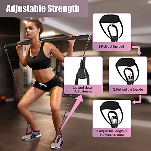 Pilates Bar Kit with Resistance Bands, WeluvFit Adjustable Bands E...