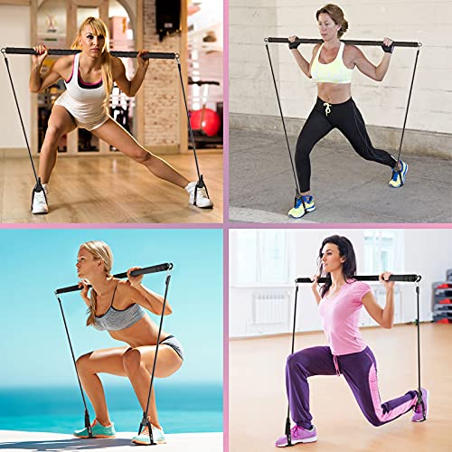 Pilates Bar Kit with Resistance Bands, WeluvFit Adjustable Bands E...