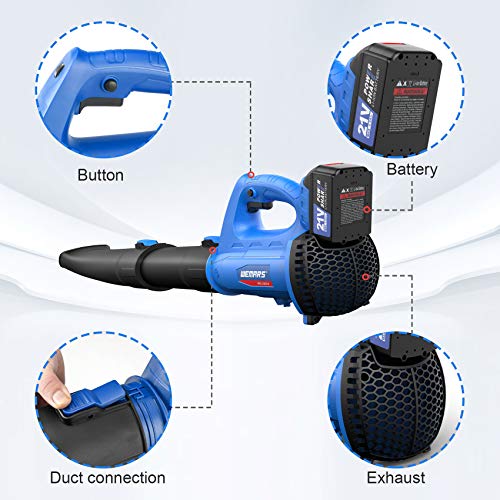 WEMARS Leaf Blower Cordless Leaf Blower Electric Handheld Powerful...