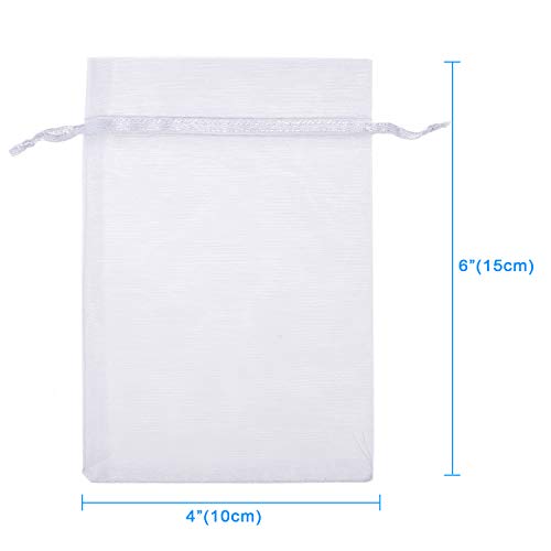 WenTao 100PCS 4x6 10x15cm Sheer Organza Bags, White Wedding Fav...