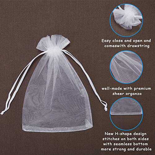 WenTao 100PCS 4x6 10x15cm Sheer Organza Bags, White Wedding Fav...
