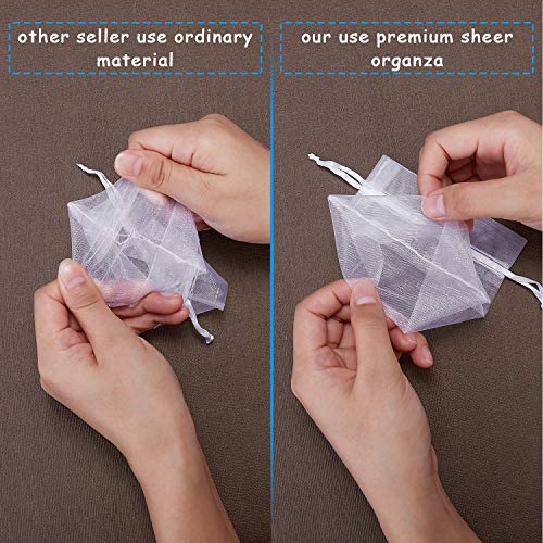 WenTao 100PCS 4x6 10x15cm Sheer Organza Bags, White Wedding Fav...