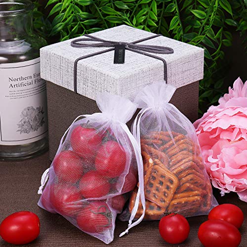 WenTao 100PCS 4x6 10x15cm Sheer Organza Bags, White Wedding Fav...