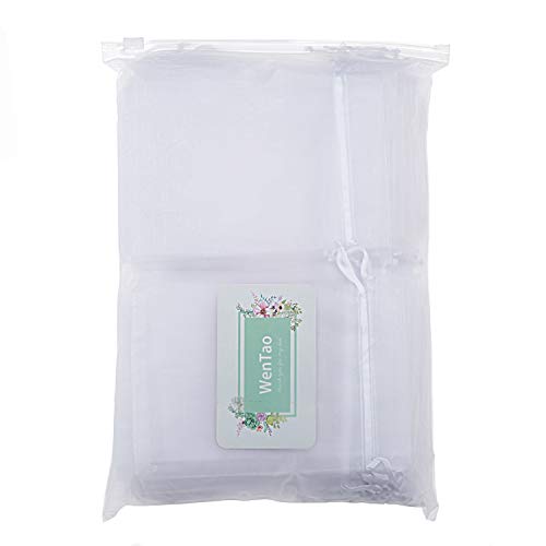 WenTao 100PCS 4x6 10x15cm Sheer Organza Bags, White Wedding Fav...