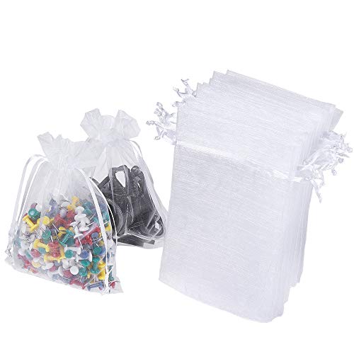 WenTao 100PCS 4x6 10x15cm Sheer Organza Bags, White Wedding Fav...