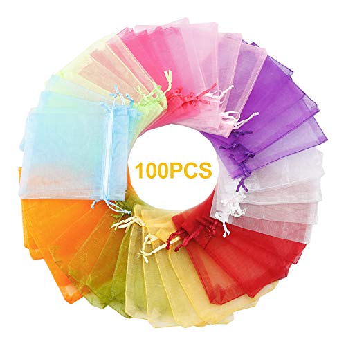 WenTao 100PCS Organza Gift Bags, 4x4.72 Mixed Color Wedding Favor...