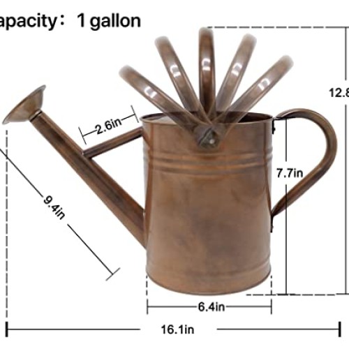 WEQUALITY Copper Colored Watering Can for Outdoor Plants，1 Gallon...