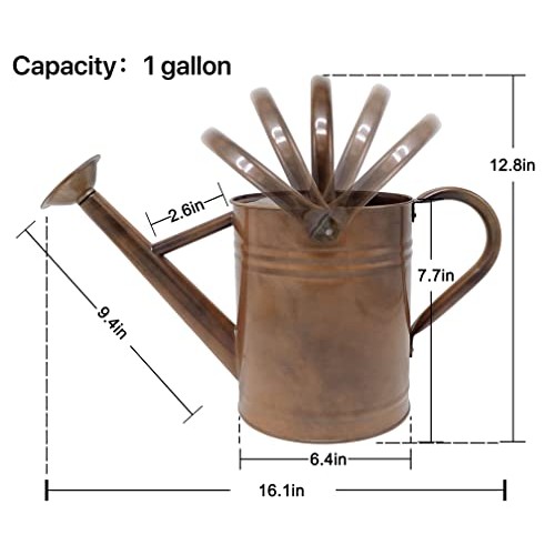 WEQUALITY Copper Colored Watering Can for Outdoor Plants，1 Gallon...