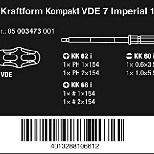 Wera - 5003473001 KK VDE 60i/68i/7 Insulated Interchangeable Blade...